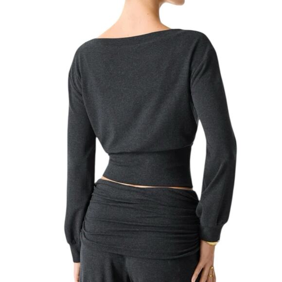 NWT OGL Non Itchy Wool Blend Boatneck Brami Long Sleeve Heather Black Size Small - Picture 4 of 9
